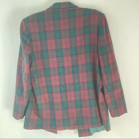 Vintage Dumas made in USA Oversized Plaid Blazer Wool size Large #AG - Picture 2 of 9
